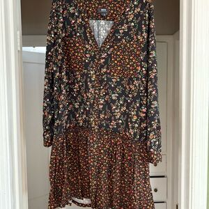Maeve Orange Brown Bishop Sleeve Sundress